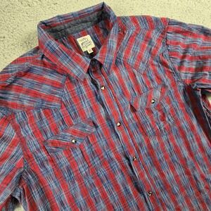 Moon shine Shirt‎ Mens XL Plaid Short Sleeve Pearl Snap Western